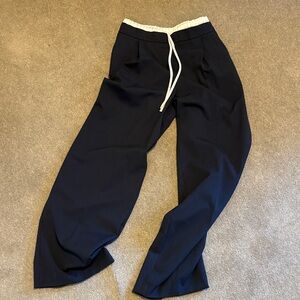 Zara Navy Trousers with Silk Boxer Waistband